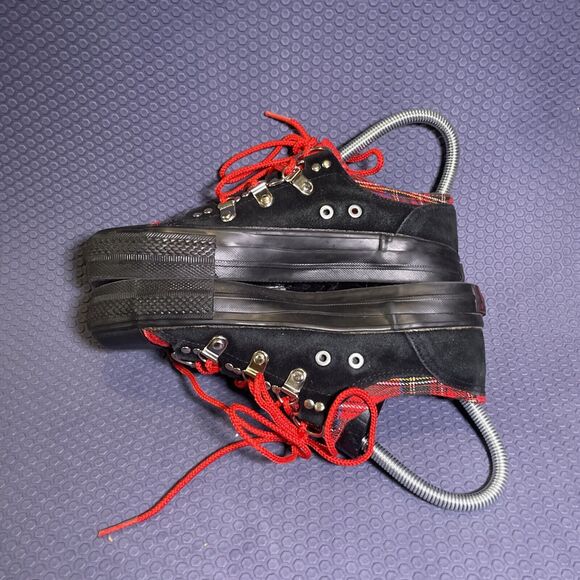 DEMONIA Deviant-05 Shoes Women Size 7 Black Red Goth Sneakers Christmas - Picture 6 of 10